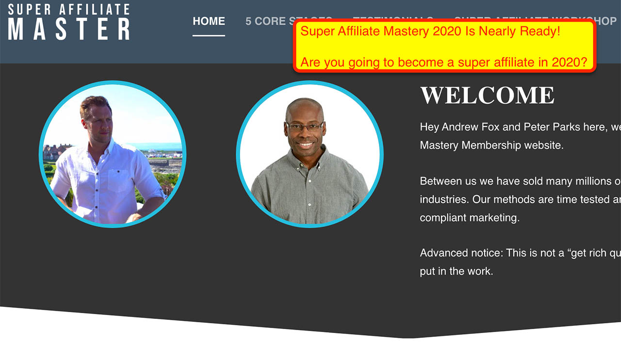 Peter Parks & Andrew Fox (SuperAffiliateMaster) – The Ultimate Super Affiliate Mastery 2020