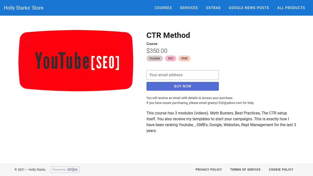 Holly Starks – CTR Method  – YouTube ranking + Clickbank Affiliate Marketing