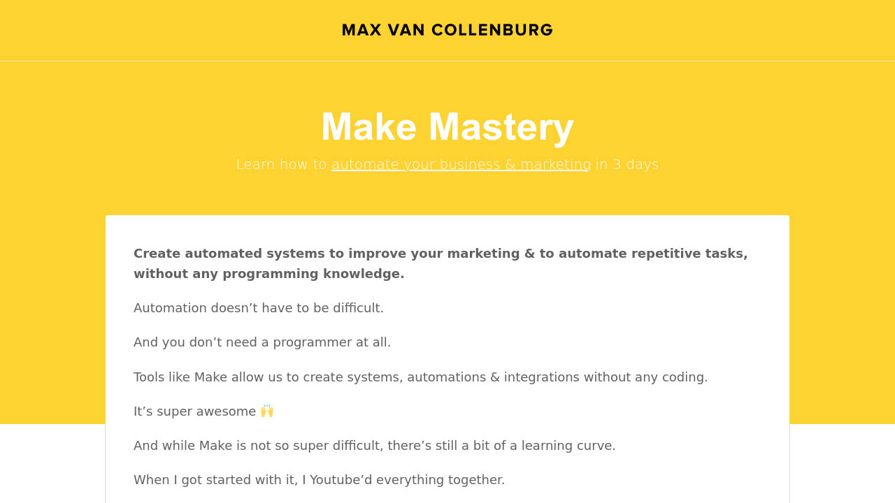 Max Van Collenburg – Integromat Mastery