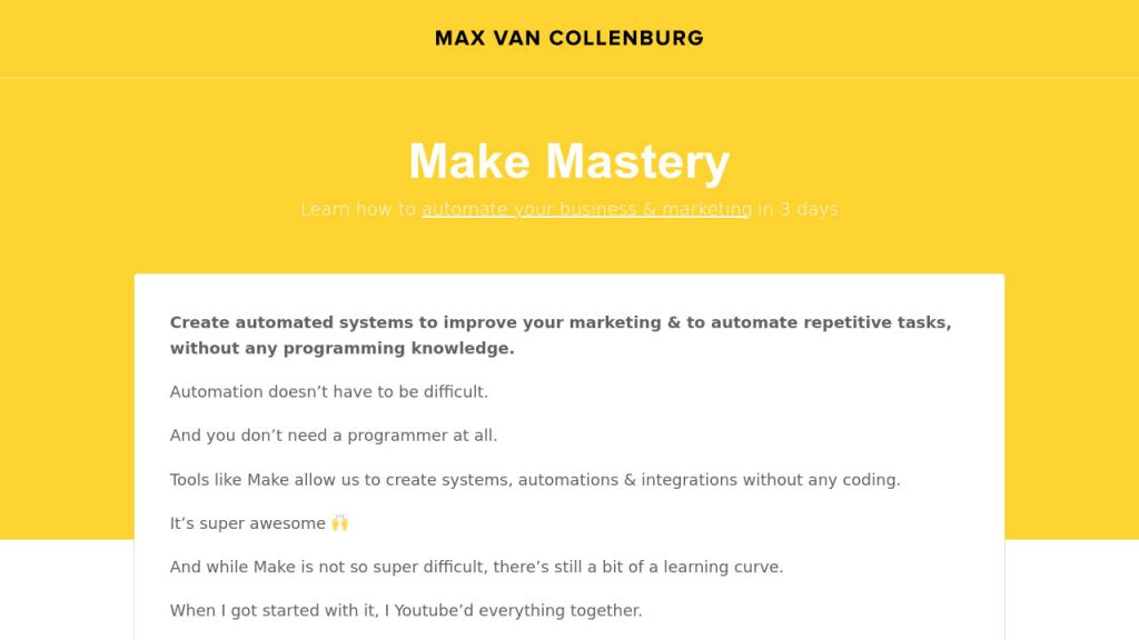 Max Van Collenburg – Integromat Mastery