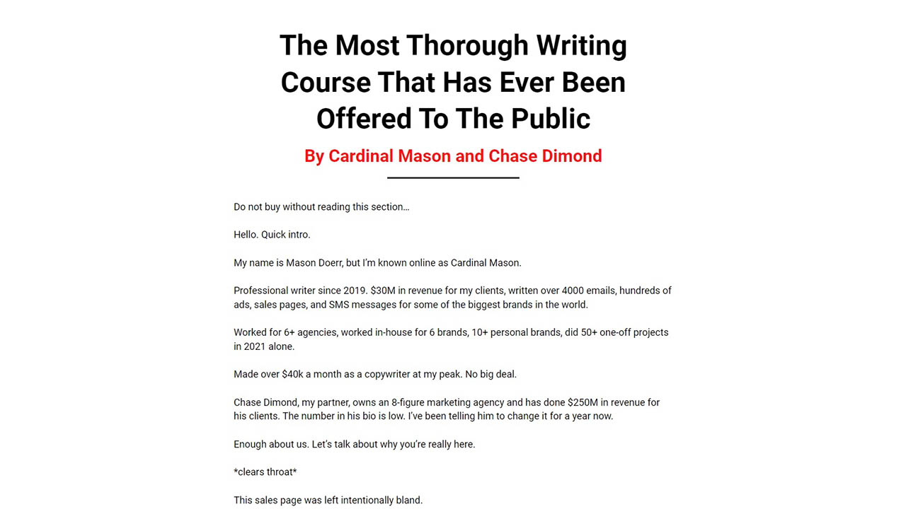 Cardinal Mason and Chase Dimond – Copy MBA + The Freelancing Masterclass