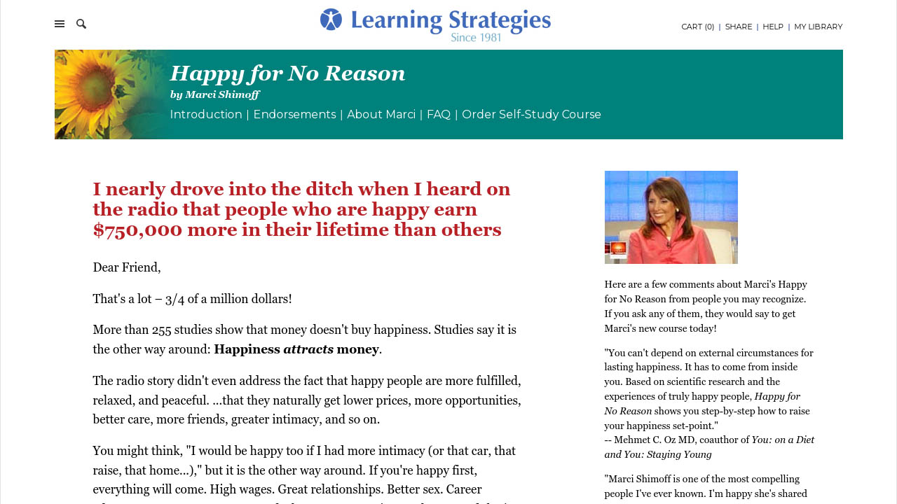 Learning Strategies – Happy For No Reason – Marci Shimoff