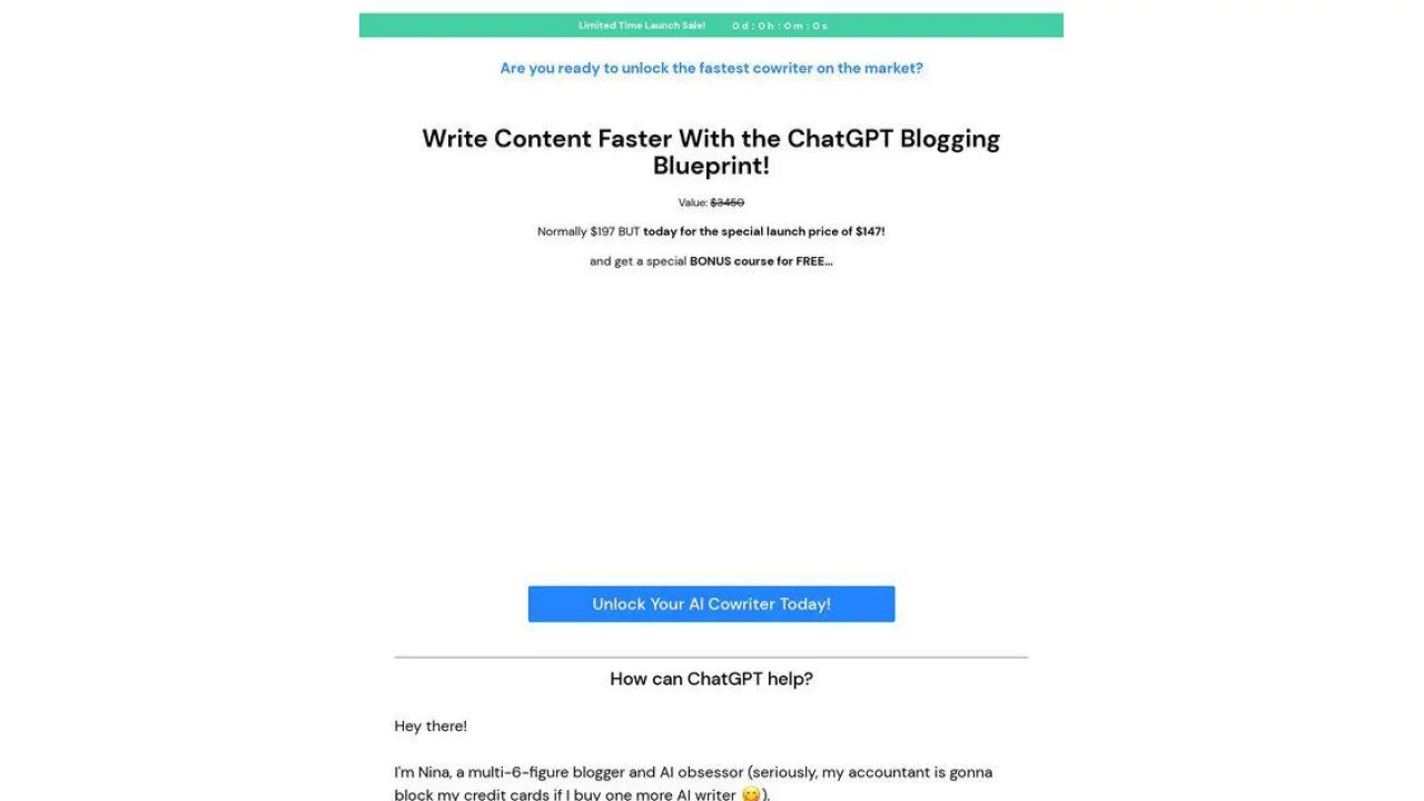 Nina Clapperton – ChatGPT Blogging Blueprint
