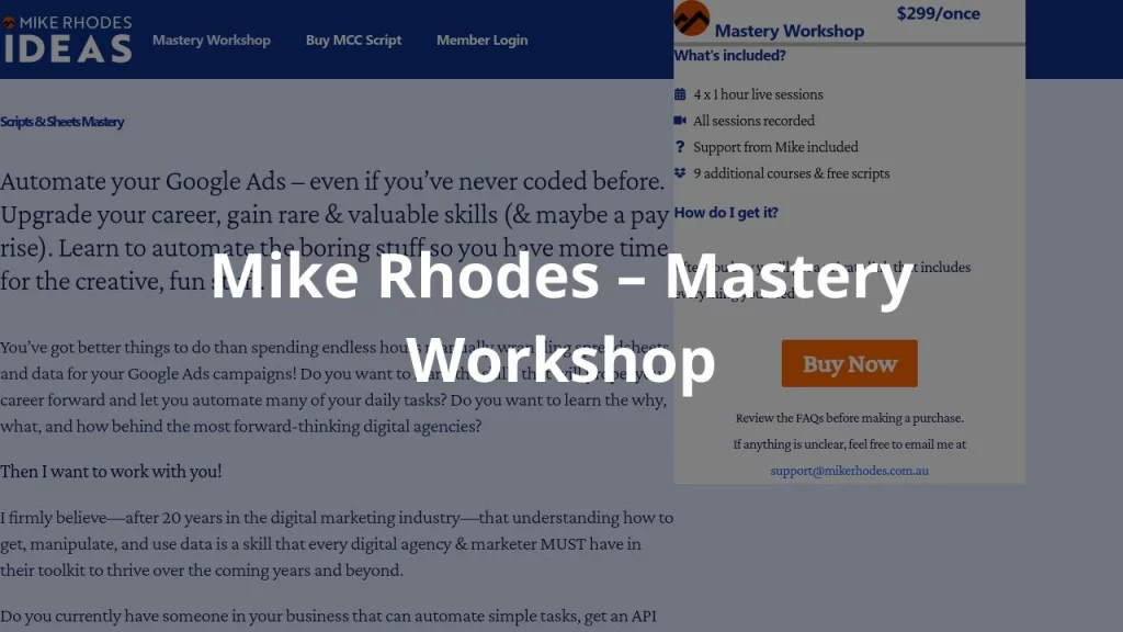 Mike Rhodes – Mastery Workshop