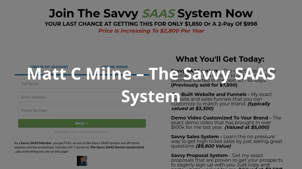 Matt C Milne – The Savvy SAAS System