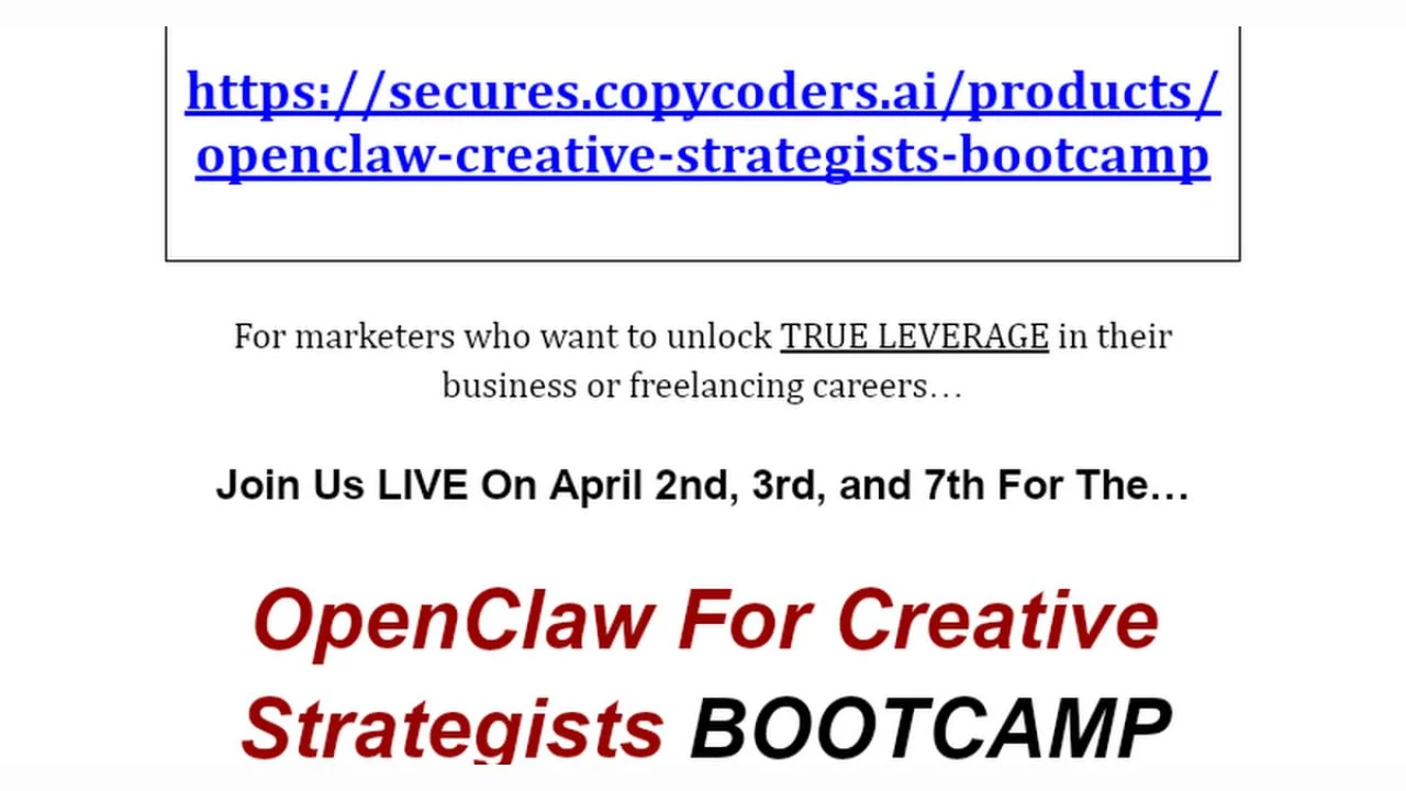 Luke Ilha and Mario Castelli – OpenClaw For Creative Strategists Bootcamp